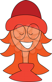 Redhead little girl wearin glassesillustration vector on white background