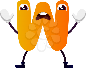 Orange letter W vector illustration on white background