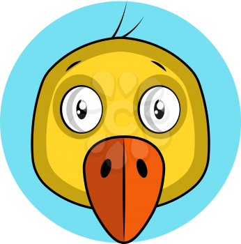 Cartoon yellow bird with orang beak vector illustration on white background