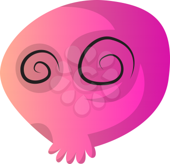 Cartoon pink skull vector illustartion on white background