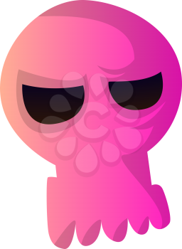 Angry pink cartoon skull vector illustartion on white background