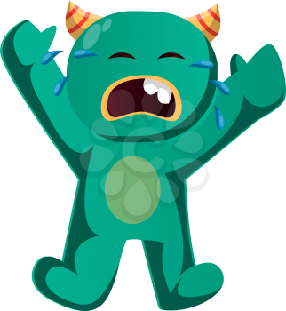 Green monster crying vector illustration