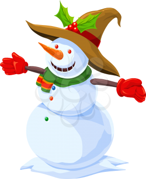 Christmas Snowman, vector illustration