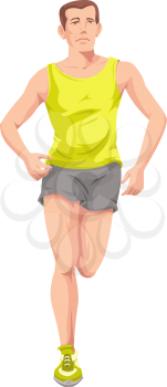 Man with yellow shirt running or training.
