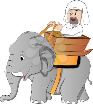 Elephant Ride, vector illustration