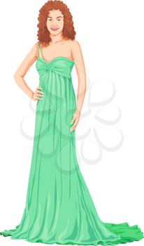 Vector illustration of beautiful woman in gown.