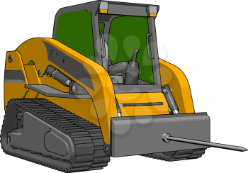 Green and yellow bale transportation vehicle vector illustration on white background