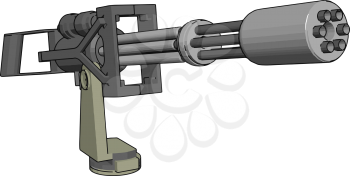 3D vector illustration on white background  of a military machine gun