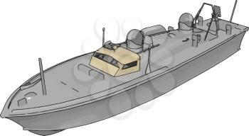3D illustration of a white army ship vector illustration on white background