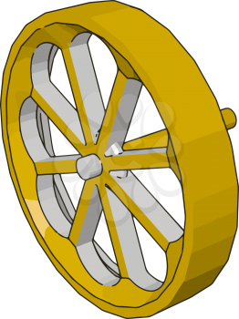 Simple vector illustration of a yellow wheel white background