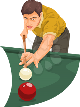 Vector illustration of man playing billiards.