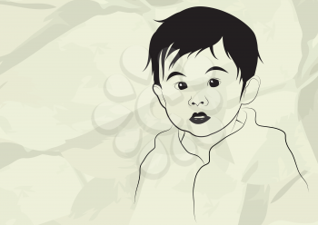 Kid, boy, child, in gray background, vector illustration