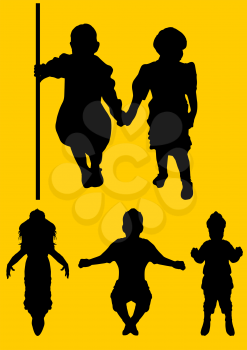 Kids silhouette, vector illustration