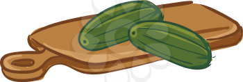 Couple of cucumbers on a chopping board 