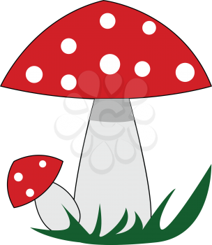 Red mushrooms with white polka dots illustration vector on white background