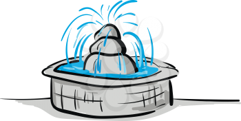 Stone gray fountain sprays water illustration vector on white background