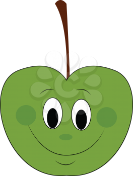 Happy green apple vector illustration 