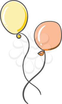Two balloons flying vector or color illustration