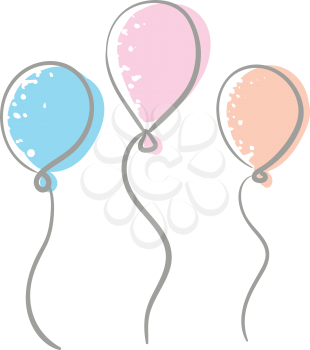 Three colorful balloons vector or color illustration