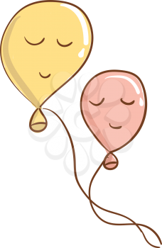 Two relaxed floating balloons vector or color illustration