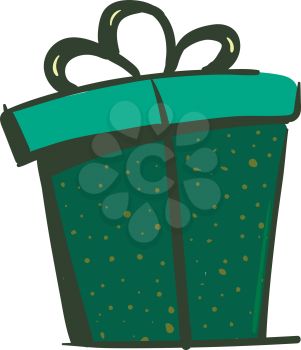 A bright green gift box vector or color illustration