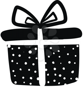 Black and white polka dot paper wrapped box vector or color illustration