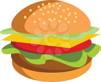 A big burger vector or color illustration