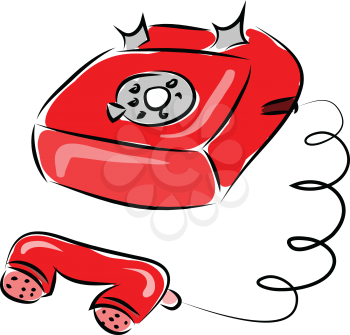 Old red phone illustration vector on white background 
