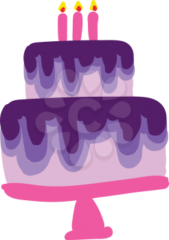 Pink and purple fondant cake vector or color illustration