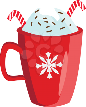 A beautiful red cocoa mug vector or color illustration