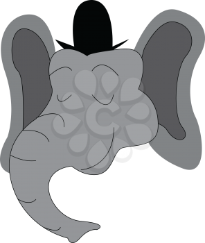Elephant with top hat vector or color illustration