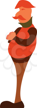 A fat man with round belly vector or color illustration