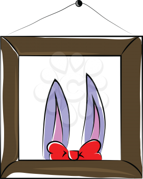Bunny ear picture frame vector or color illustration