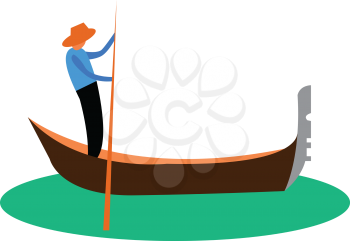 A man is propelling gondola boat vector or color illustration