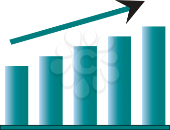 A bar chart showing upward growth vector or color illustration