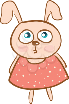 Baby hare in pink dress vector or color illustration