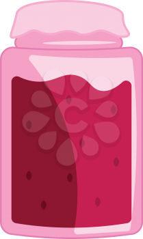 Jar of raspberry jam vector or color illustration