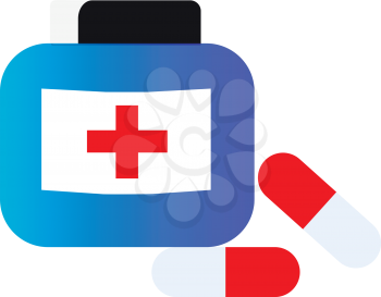First aid box and medicines vector or color illustration