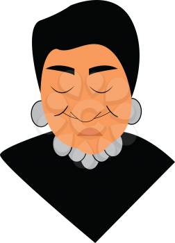 Old woman in black dress vector or color illustration