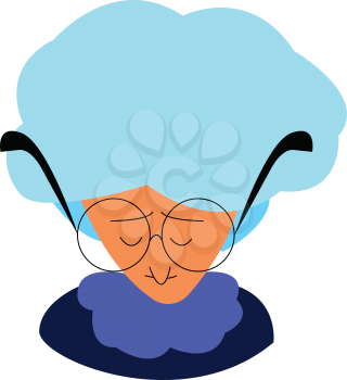 Old woman with round glass vector or color illustration