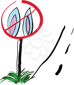 Bunny's prohibited road sign vector or color illustration