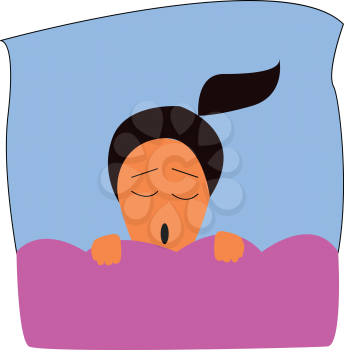 A sleeping young girl vector or color illustration