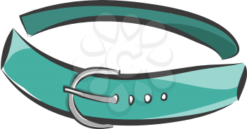 A teal green belt with a metal belt having four holes vector color drawing or illustration 