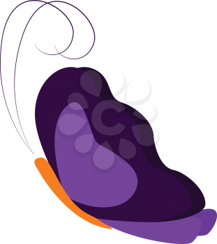 The purple butterfly with an orange body and long purple antennas is flying in the sky vector color drawing or illustration 