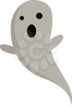 A grey color scary ghost flying around to scare people vector color drawing or illustration 