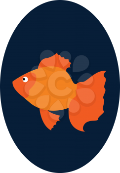A small orange goldfish swimming in a fish bowl vector color drawing or illustration 
