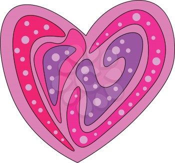 A heart multi-colored with regular patterns and designs symbolize love vector color drawing or illustration 