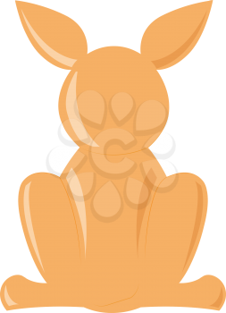 The back view of a cute kangaroo animal with long ears and in sitting position vector color drawing or illustration 