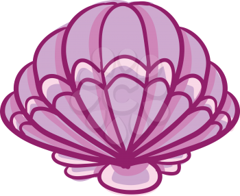 Clipart of a beautiful pink-colored shell that is clam shaped formed of two roughly equal valves with a hinge vector color drawing or illustration 