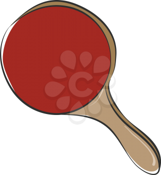 Clipart of a red table tennis racket with a brown handle is ready to hit a tennis ball while played by the player vector color drawing or illustration 